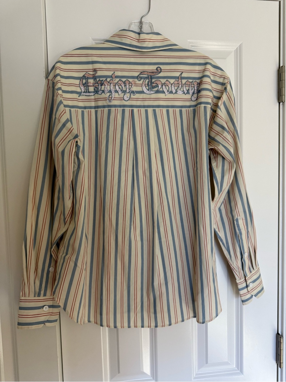 Zadig & Voltaire Striped Button-Down Shirt in Cream, Blue and Tan